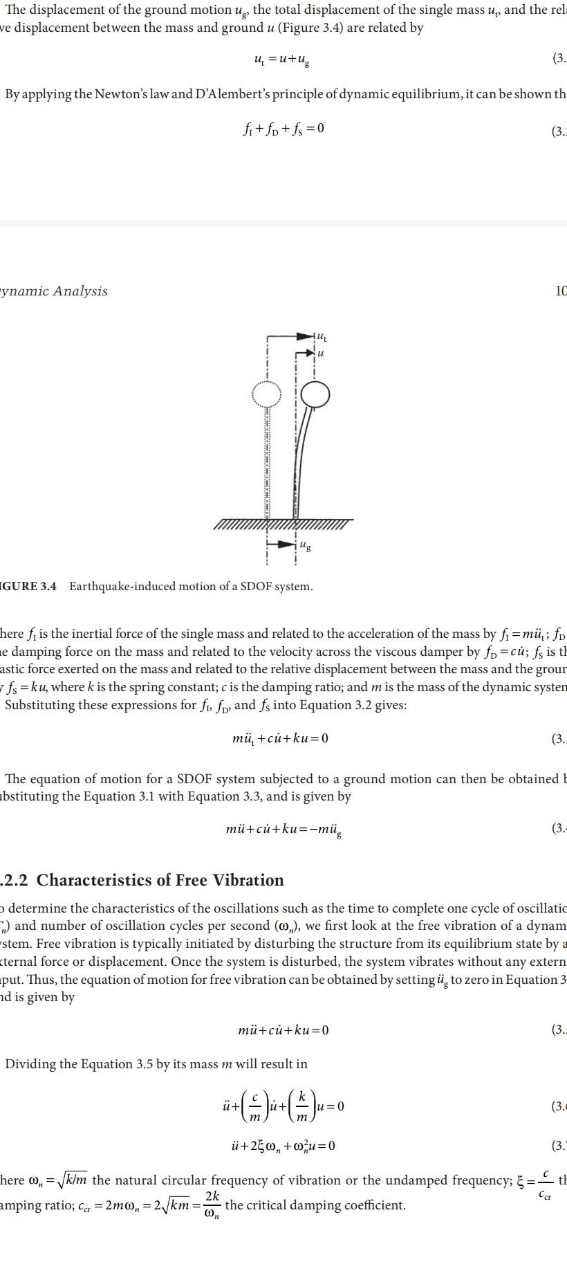 The Displacement Of The Ground Motion Uc The Total Chegg Com