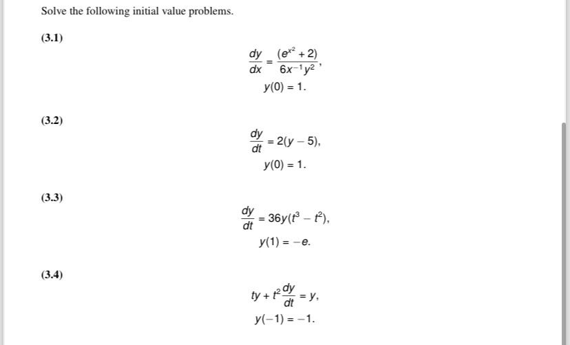 Solved Solve the following initial value | Chegg.com