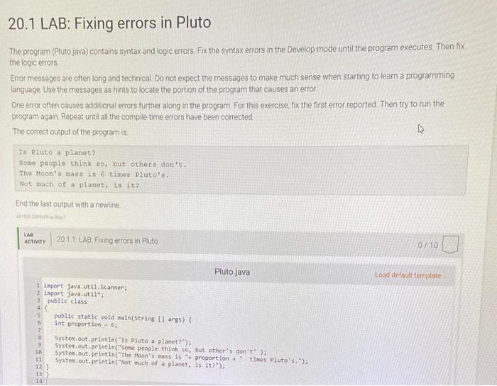 solved-20-1-lab-fixing-errors-in-pluto-the-program-chegg