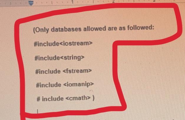 Solved (Only databases allowed are as followed: #include | Chegg.com