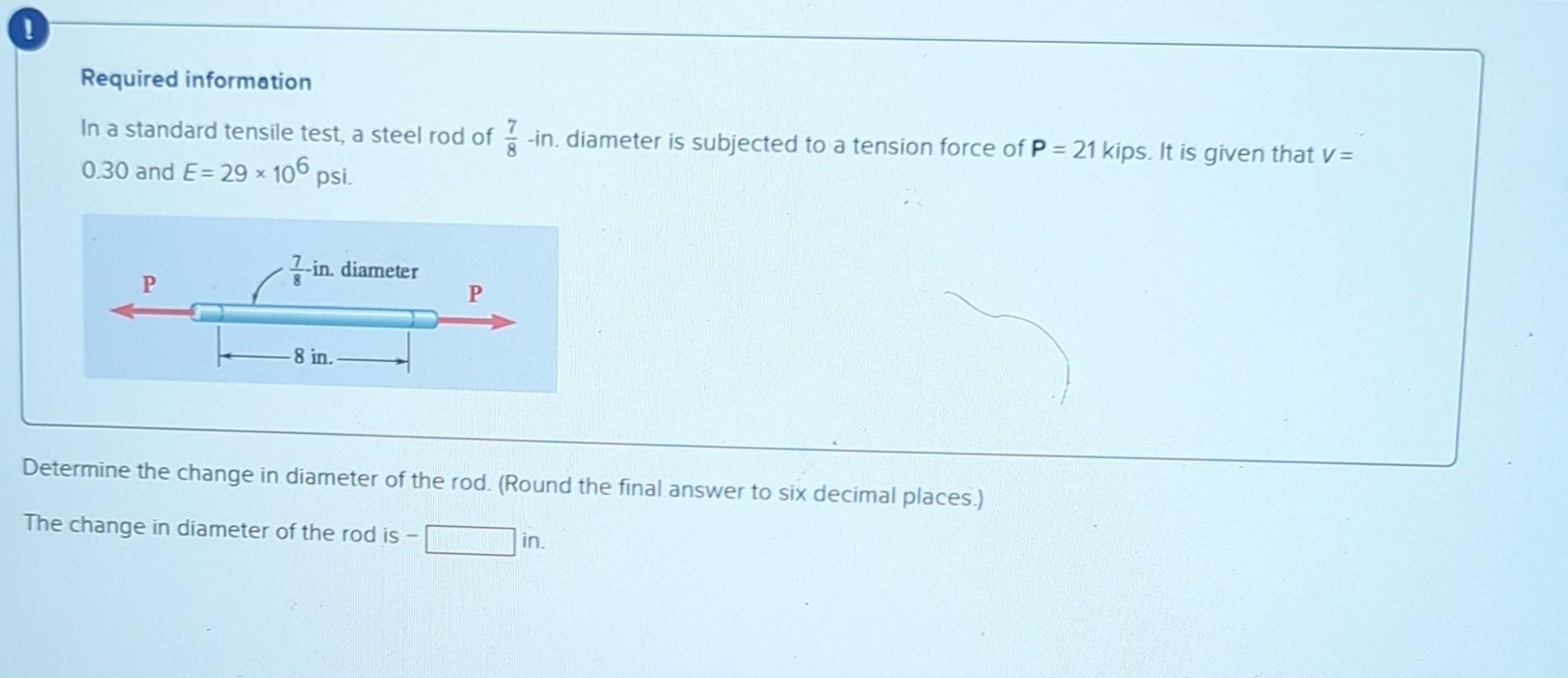 Solved Required Information In A Standard Tensile Test A Chegg Com