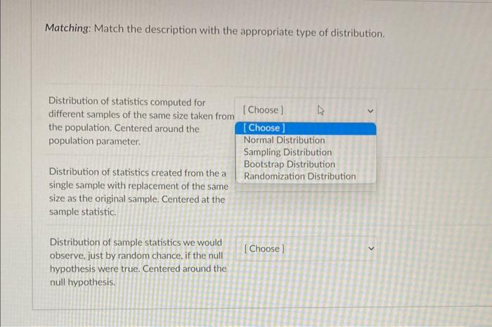 Solved Matching: Match the description with the appropriate | Chegg.com
