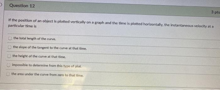 Solved Question 12 3 pts If the position of an object is | Chegg.com