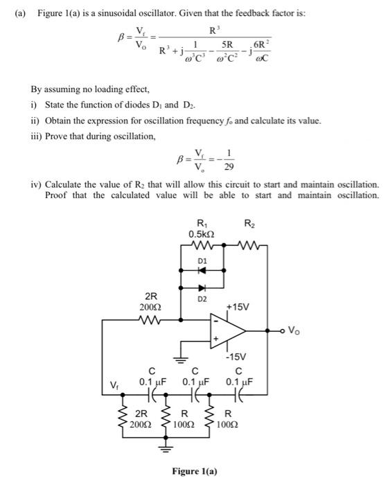 Solved (a) Figure 1(a) is a sinusoidal oscillator. Given