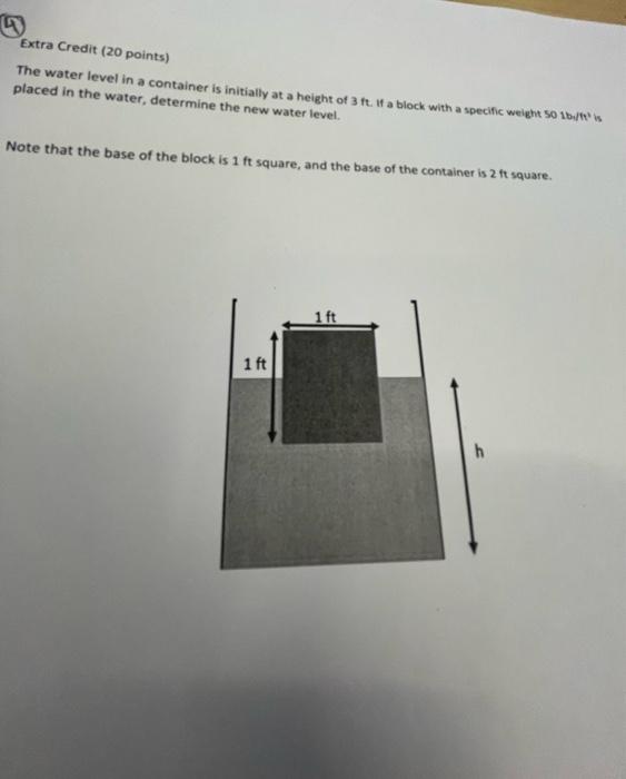 Solved Extra Credit (20 points) The water level in a | Chegg.com