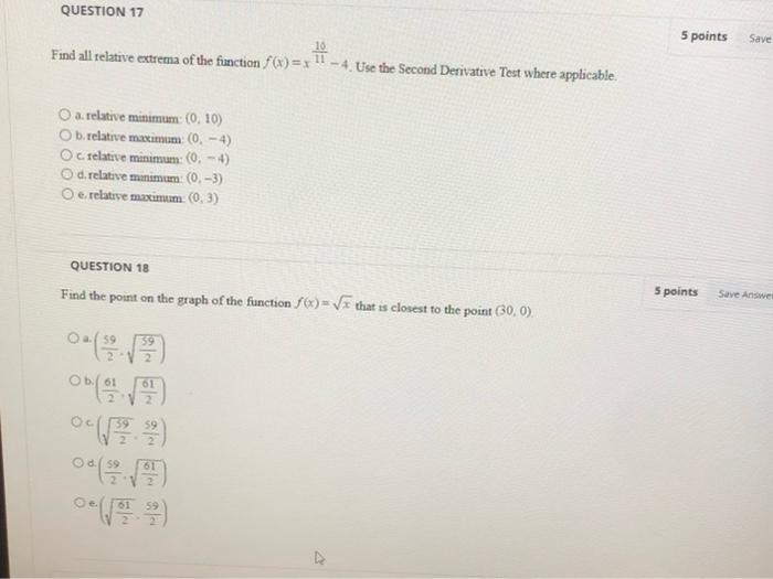 Solved QUESTION 17 5 points Save 10 Find all relative | Chegg.com