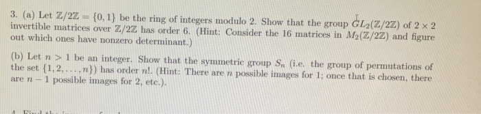 Solved 3 A Let Z 2z 0 1 Be The Ring Of Integers M Chegg Com