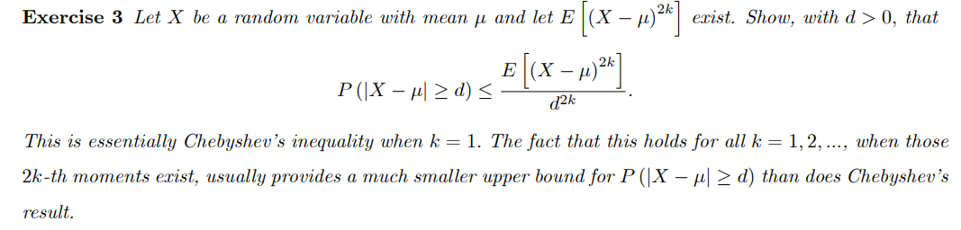 Solved Exercise 3 Let X be a random variable with mean Ji | Chegg.com