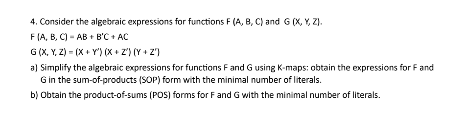 Solved 4. Consider The Algebraic Expressions For Functions | Chegg.com