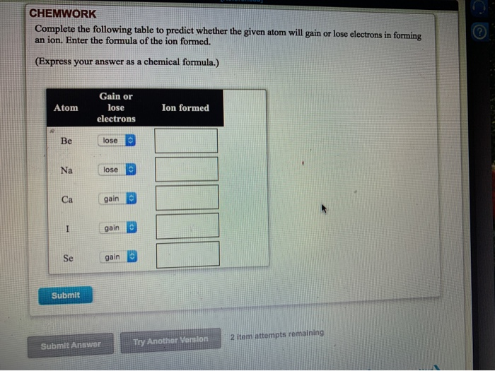 Solved Chemwork Complete The Following Table To Predict 4799