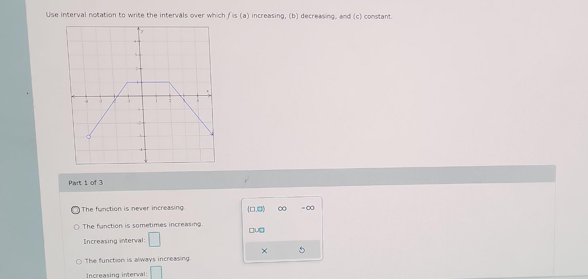 Solved Use interval notation to write the intervals over | Chegg.com