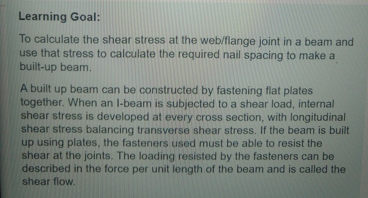 Solved Learning Goal: To calculate the shear stress at the | Chegg.com
