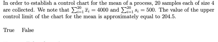 Solved In order to establish a control chart for the mean of | Chegg.com