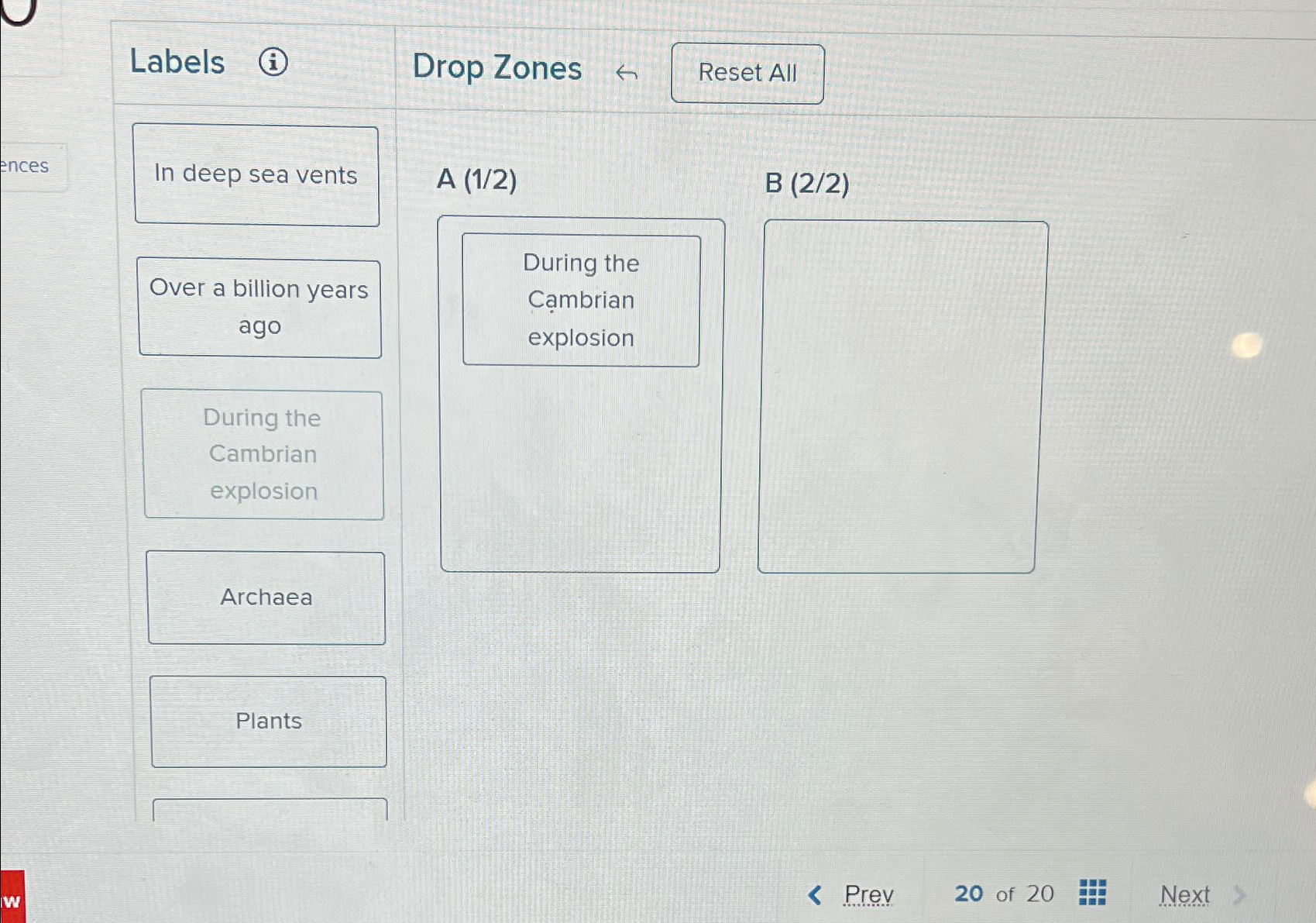 Labels(i)Drop Zones larrencesA (1/2)B (22)Over a | Chegg.com