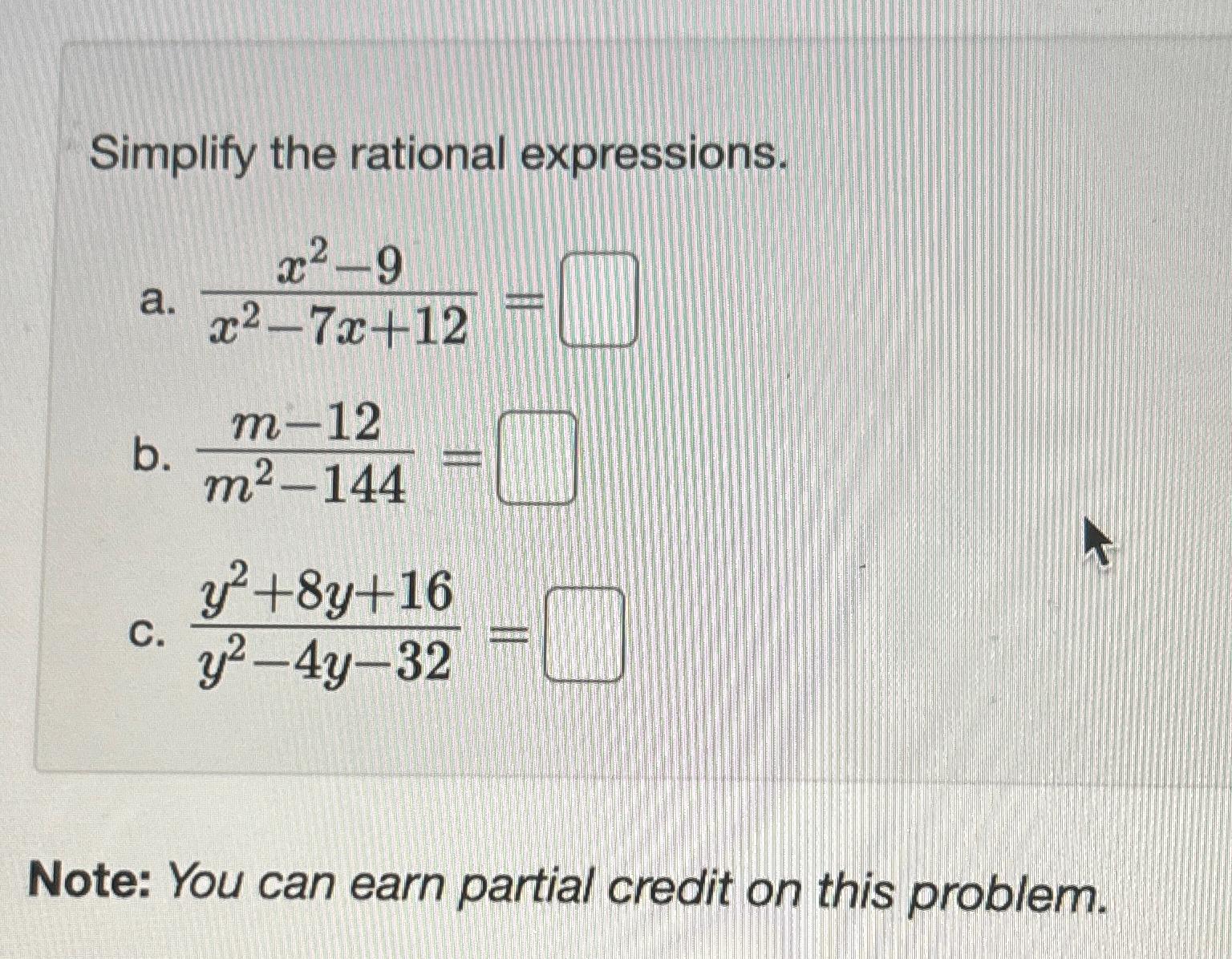 Solved Simplify the rational | Chegg.com