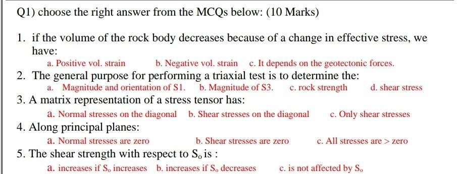 Solved Q1) choose the right answer from the MCQs below: (10 | Chegg.com