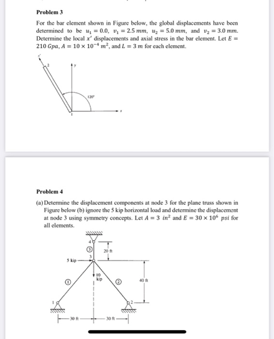 Solved Problem 3 For the bar element shown in Figure below, | Chegg.com