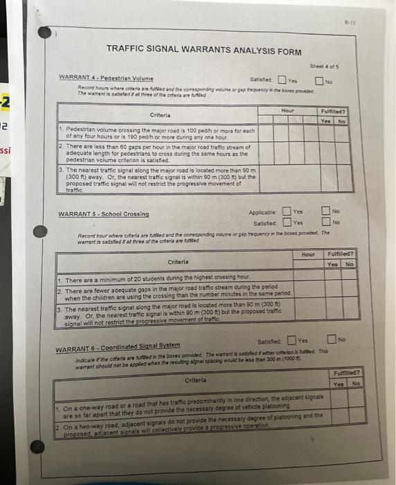 TRAFFIC SIGNAL WARRANTS ANALYSIS FORM Sheet 4 of 5