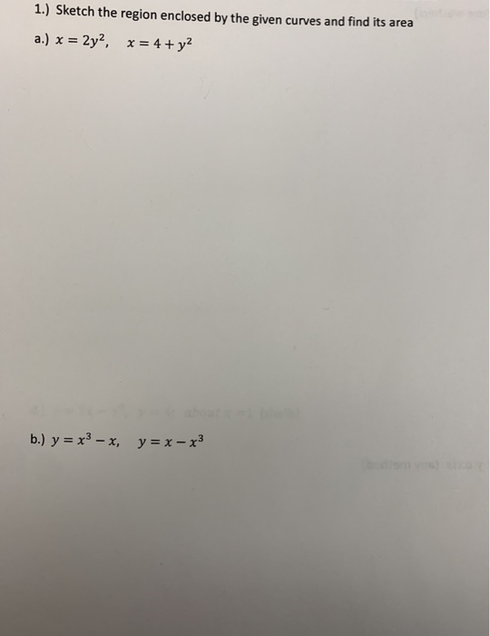 Solved 1.) Sketch the region enclosed by the given curves | Chegg.com