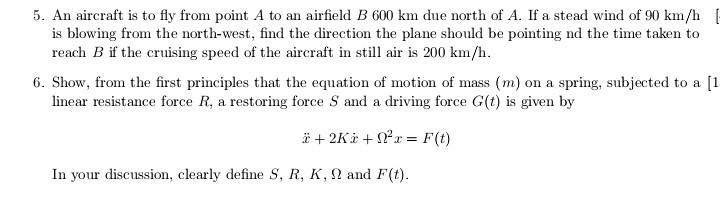 Solved 5. An aircraft is to fly from point A to an airfield | Chegg.com