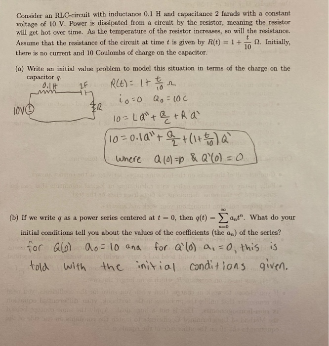 Solved Consider An RLC-circuit With Inductance 0.1 H And | Chegg.com