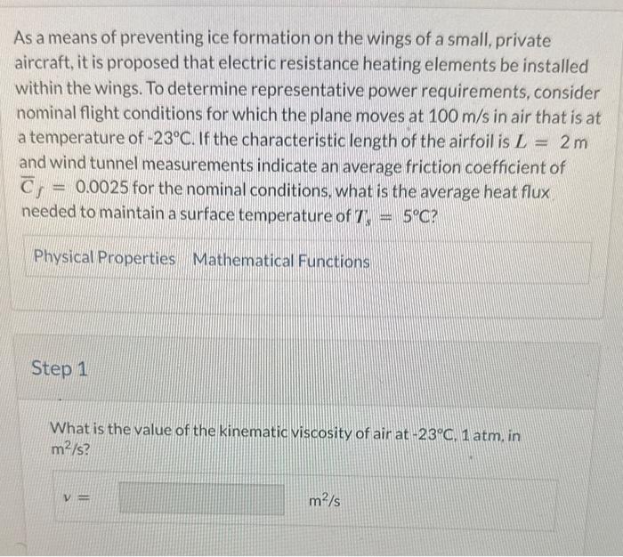 As a means of preventing ice formation on the wings of a small, private aircraft, it is proposed that electric resistance hea