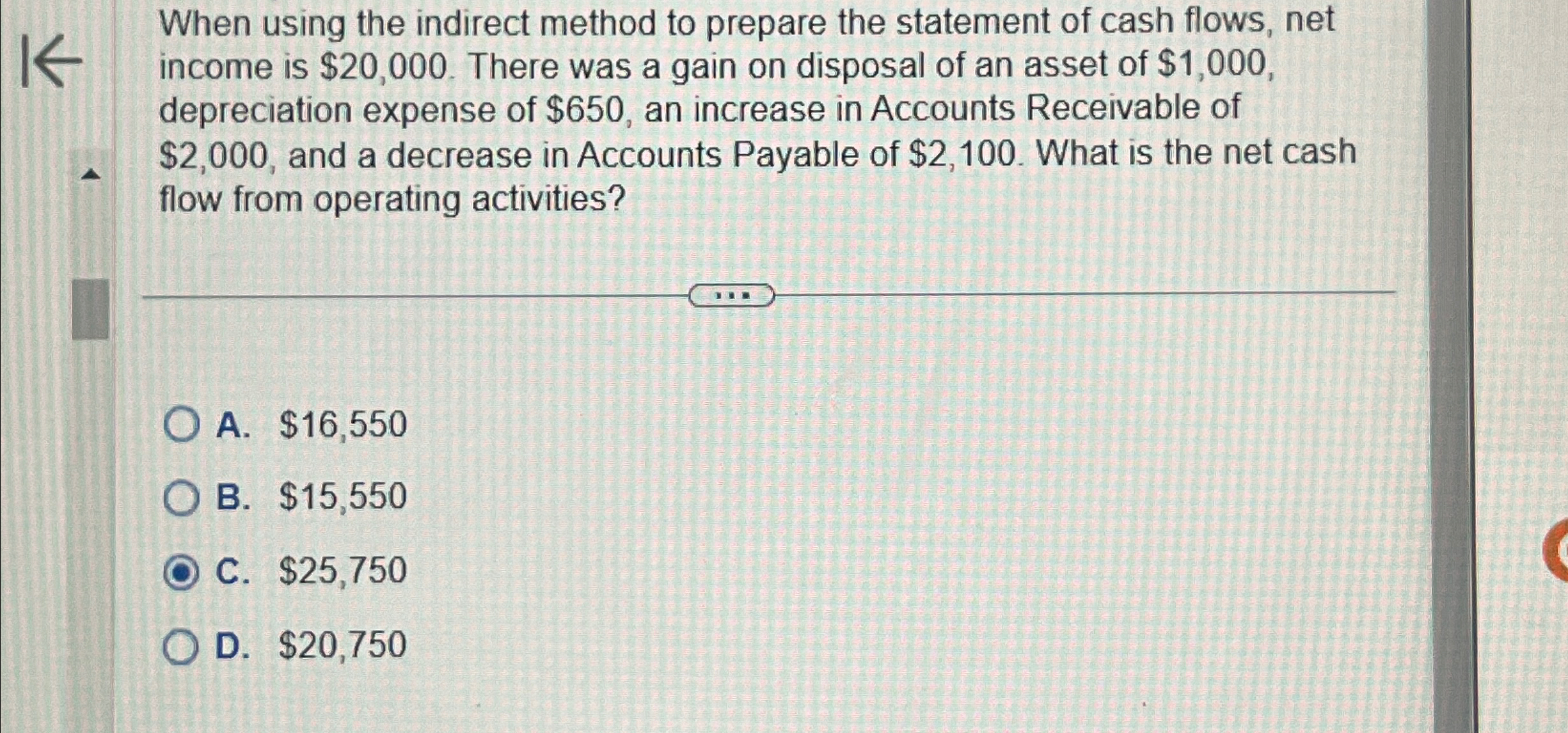 Solved When using the indirect method to prepare the | Chegg.com