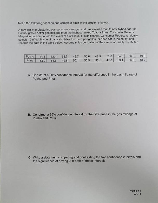 Solved Read the following scenario and complete each of the | Chegg.com