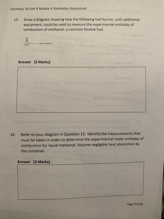 Solved Chemistry 30 Unit B Module 4 Summative Assessment 13. | Chegg.com