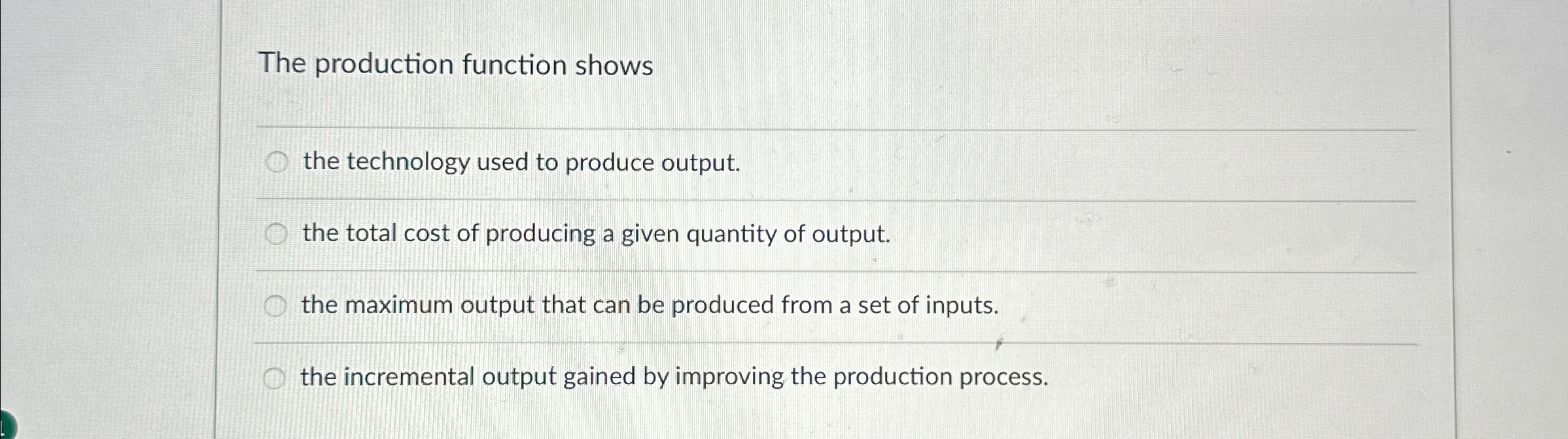 Solved The production function showsq,the technology used to | Chegg.com