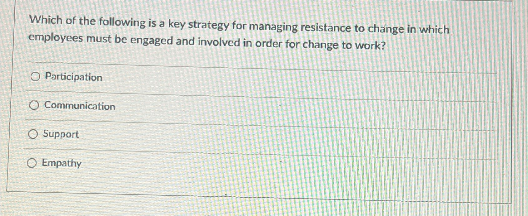 Solved Which of the following is a key strategy for managing | Chegg.com