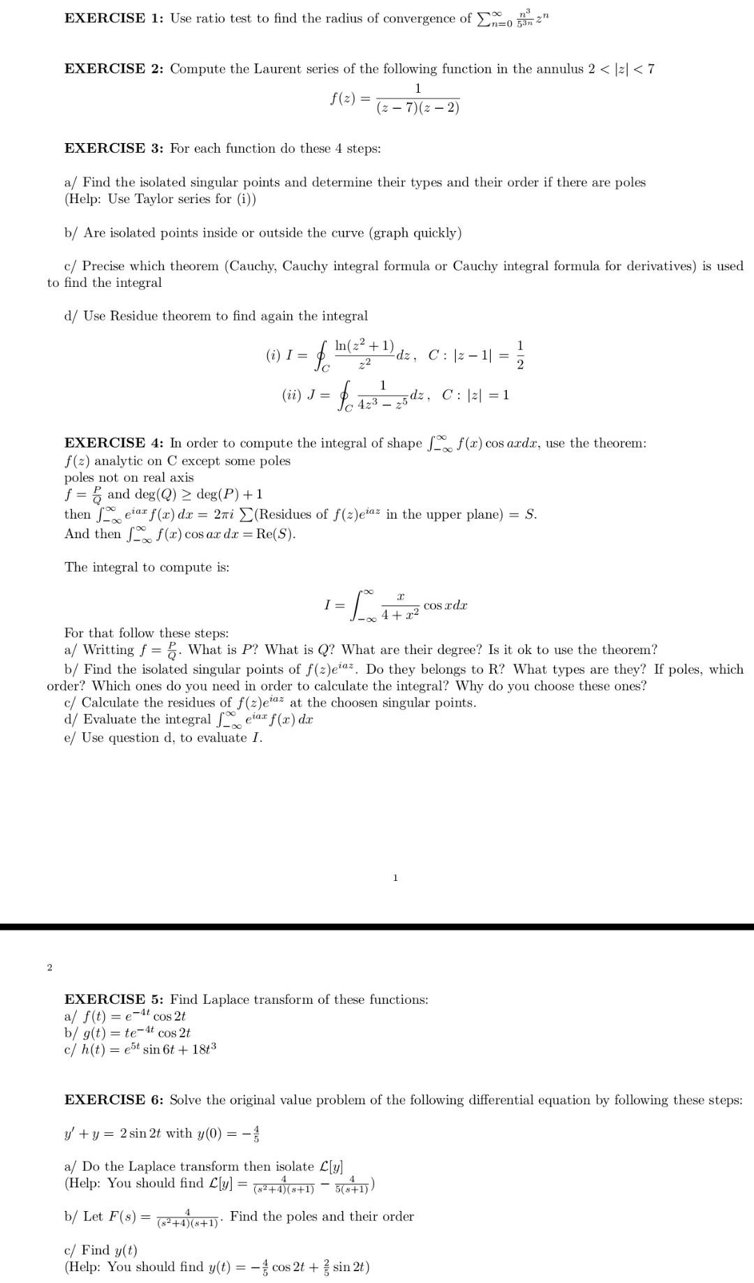 Solved EXERCISE 1: Use ratio test to find the radius of | Chegg.com