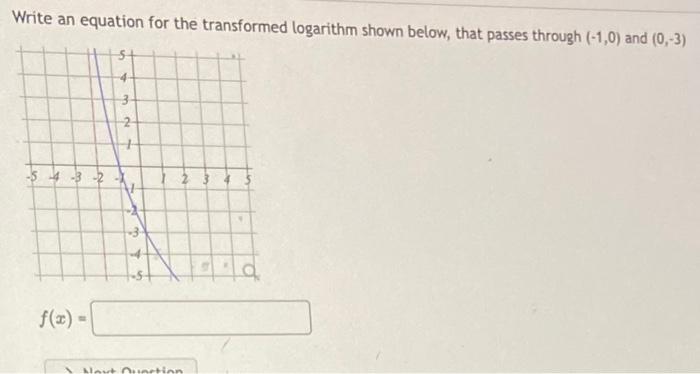 Solved Write an equation for the transformed logarithm shown | Chegg.com