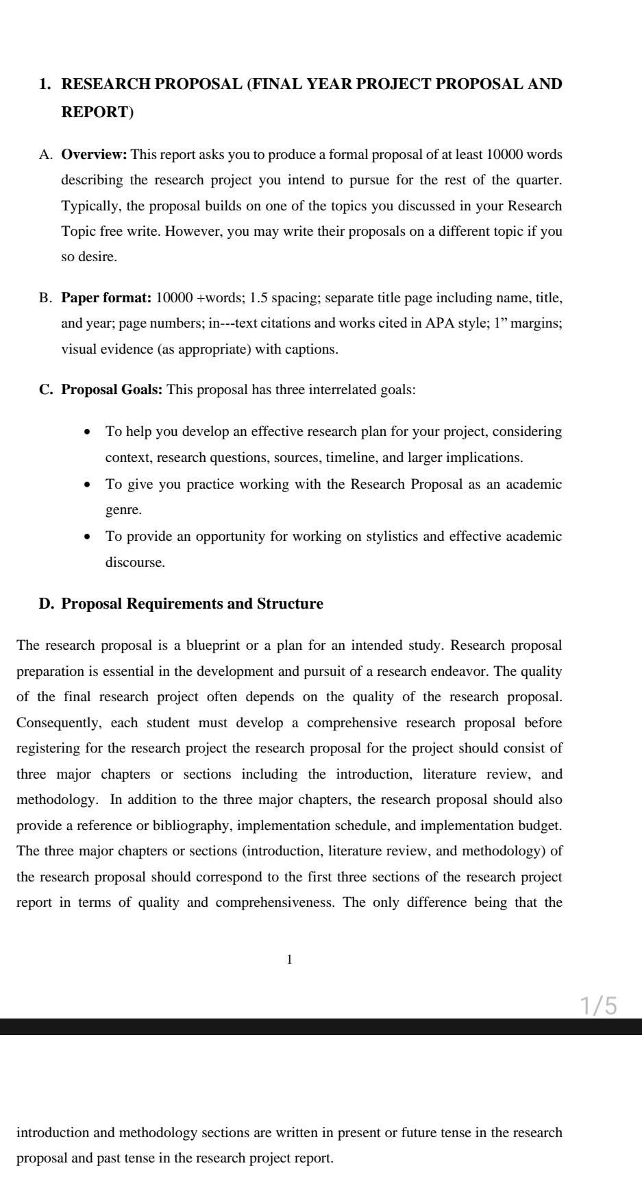 how to write thesis for final year project