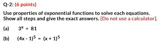 properties of exponential functions