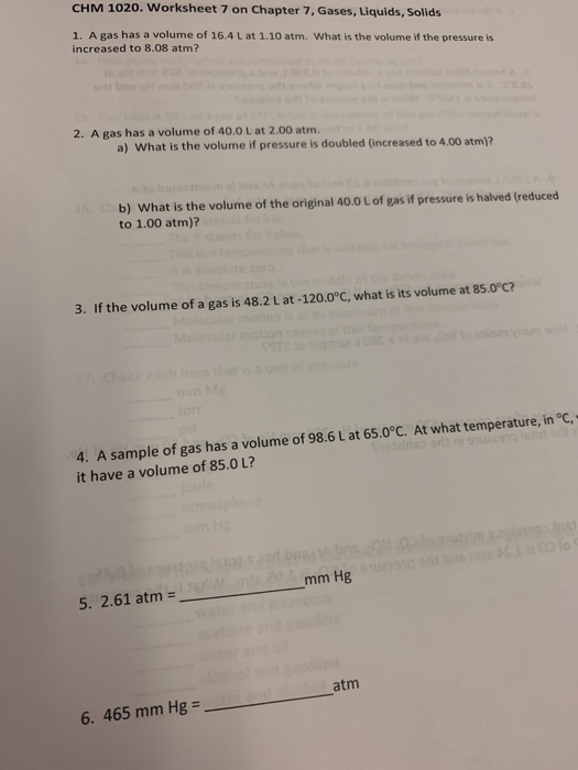 Gas Volume Worksheet.pdf Solved CHM 1020. Worksheet 7 on Chapter 7, Gases, Liquids, | Chegg.com
