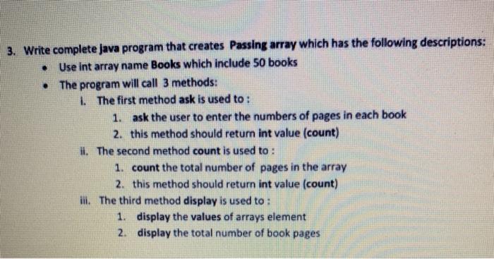 Solved 3. Write complete Java program that creates Passing | Chegg.com