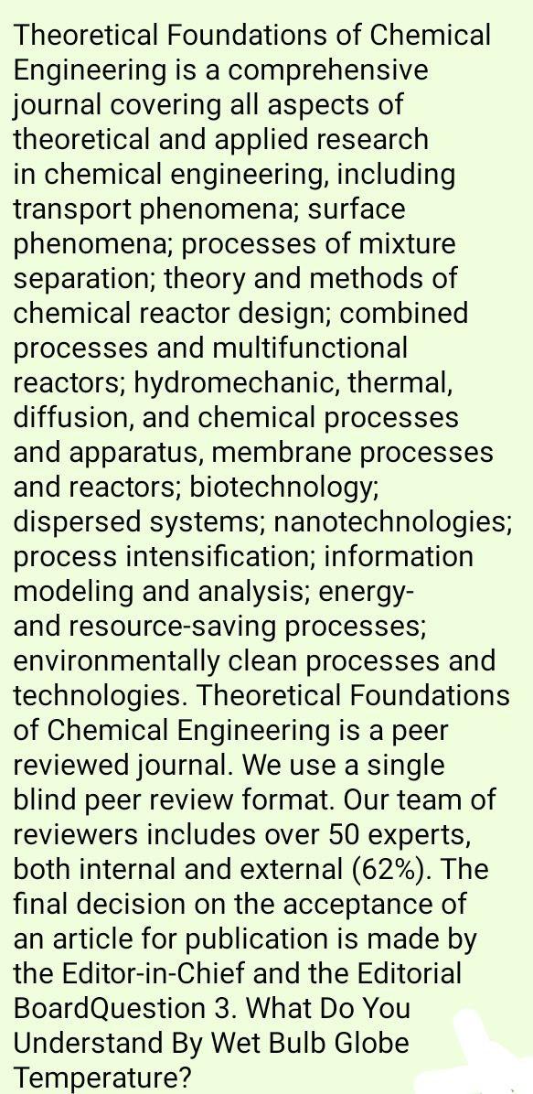 Solved Theoretical Foundations Of Chemical Engineering Is A | Chegg.com