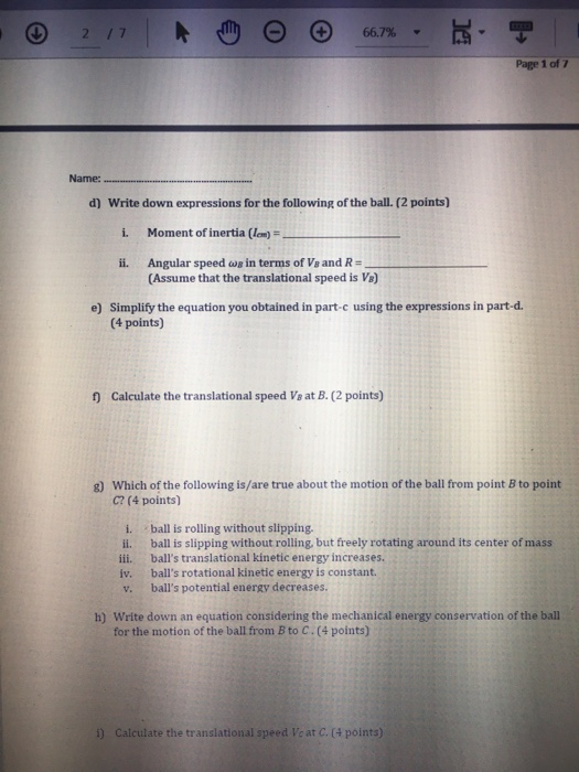 Solved Name: K) Calculate The Total Mechanical Energy At | Chegg.com