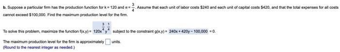 Solved b. Suppose a particular firm has the production | Chegg.com