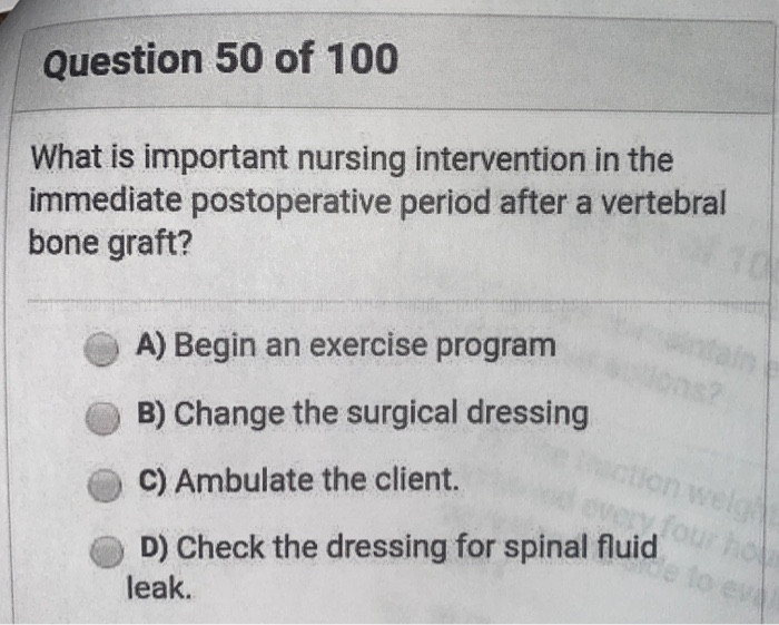 Solved Question 42 of 100 The nurse is caring for a client | Chegg.com