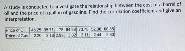 Solved A study is conducted to investigate the relationship | Chegg.com