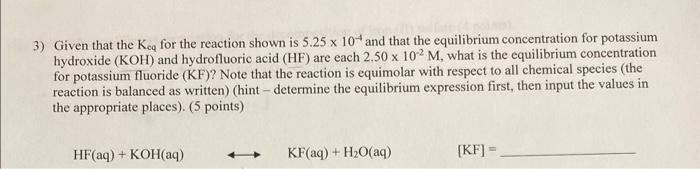 Solved Given that the Kcq for the reaction shown is | Chegg.com