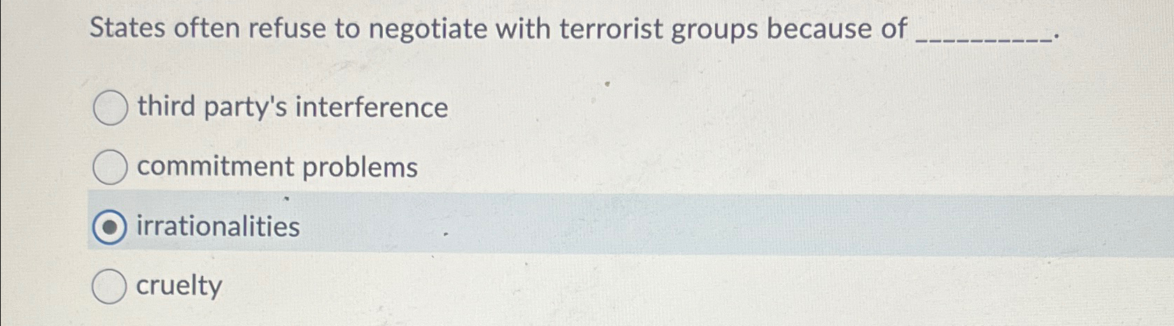 Solved States often refuse to negotiate with terrorist | Chegg.com