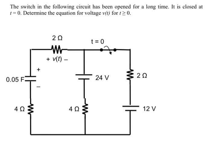 Solved The switch in the following circuit has been opened | Chegg.com