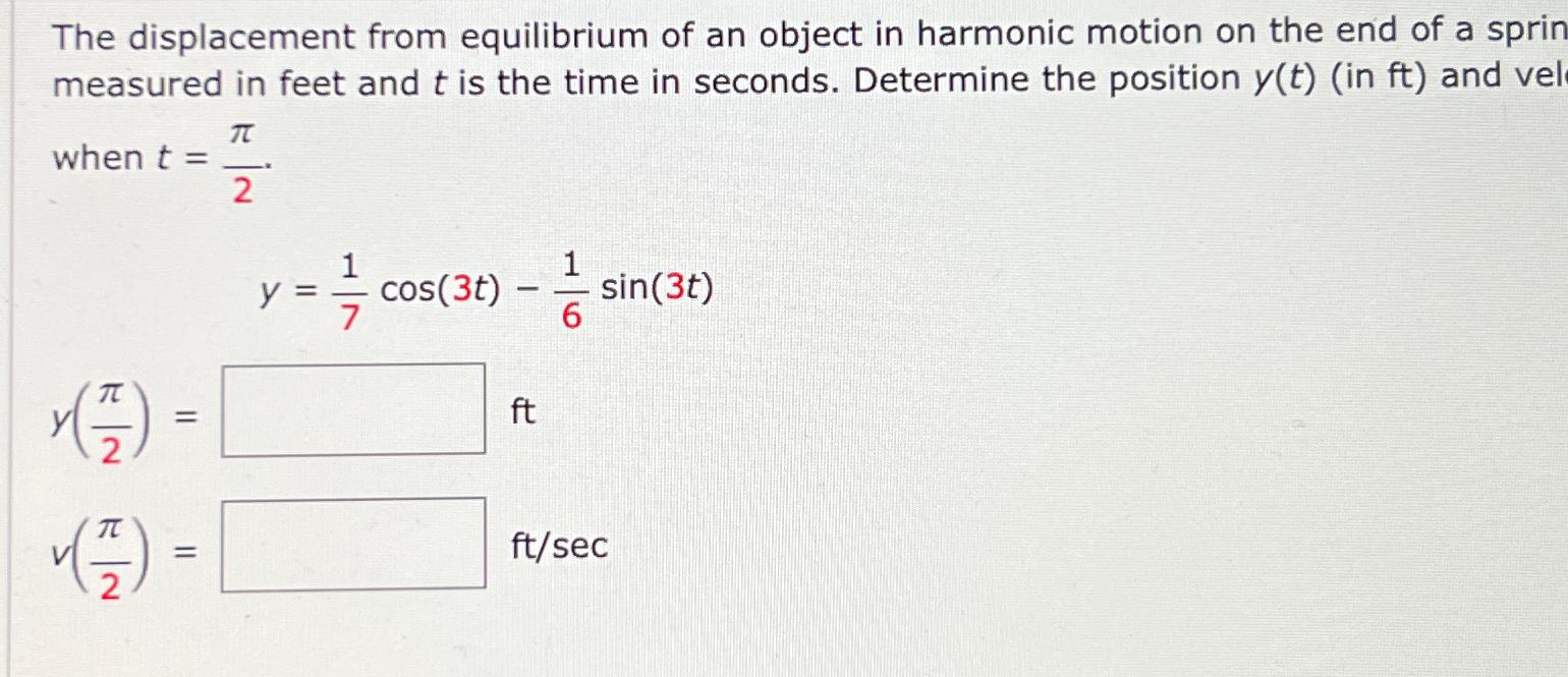 Solved The Displacement From Equilibrium Of An Object In Chegg Com   Image