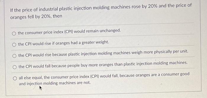 If the price of industrial plastic injection molding | Chegg.com