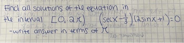 find all solutions of the equation in the interval 0 2π)