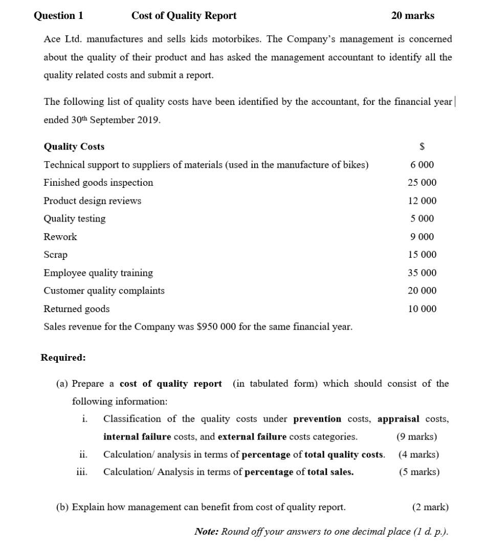 solved-question-1-cost-of-quality-report-20-marks-ace-ltd-chegg