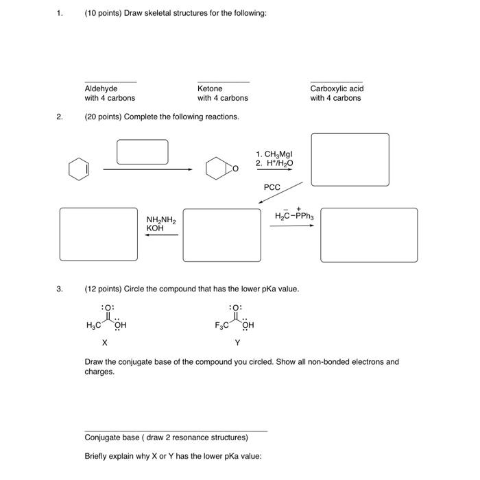 Solved 1. (10 points) Draw skeletal structures for the | Chegg.com